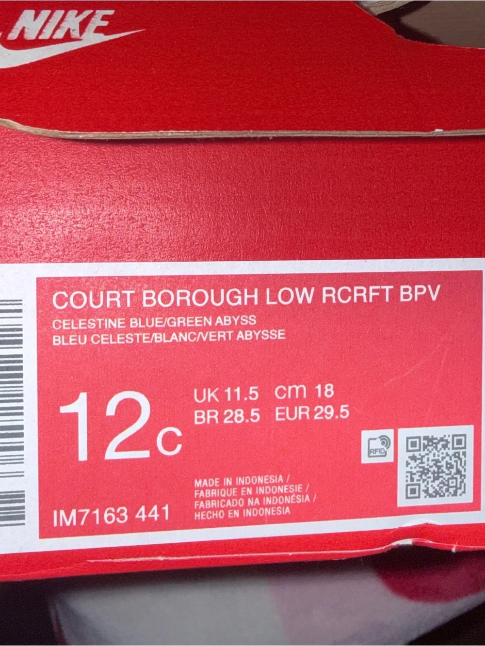 NWT Kids' Court Borough Recraft Low Top Sneaker in Blue/Green, Size 12C